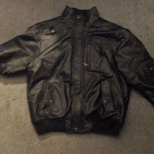 Leather bomber jacket